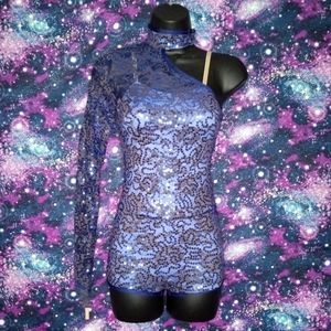 Navy Blue Sequin Bodysuit